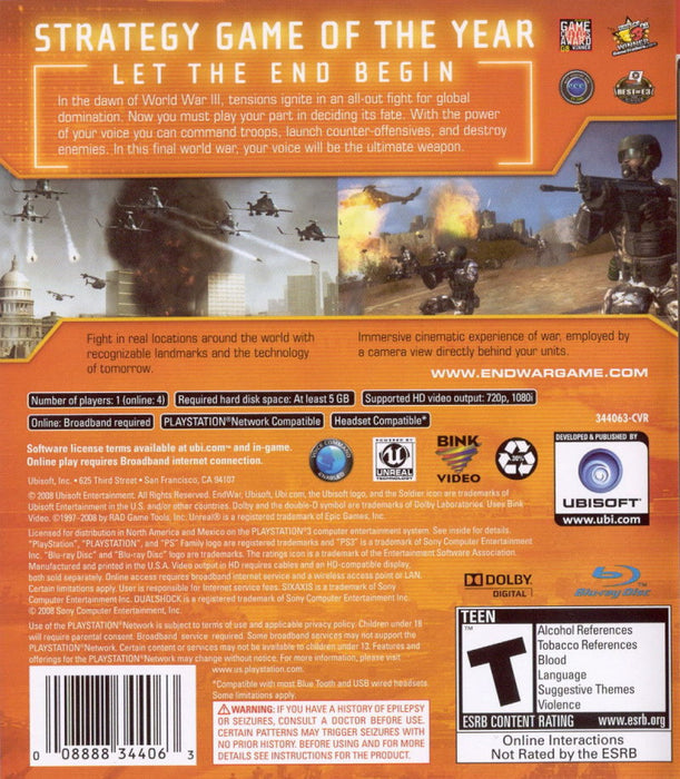 Tom Clancy's End War — PlayStation 3 (PS3) - for just $5.99! 
