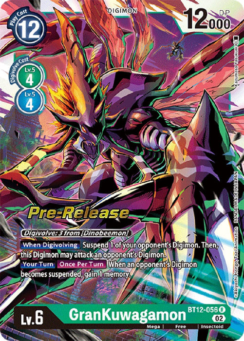 GranKuwagamon [BT12-056] [Across Time Pre-Release Cards] - Just $0.09! Shop now at Retro Gaming of Denver