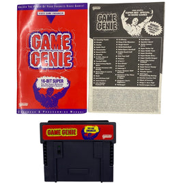 Top view of all included with Game Genie Video Game Enhancer - Super Nintendo
