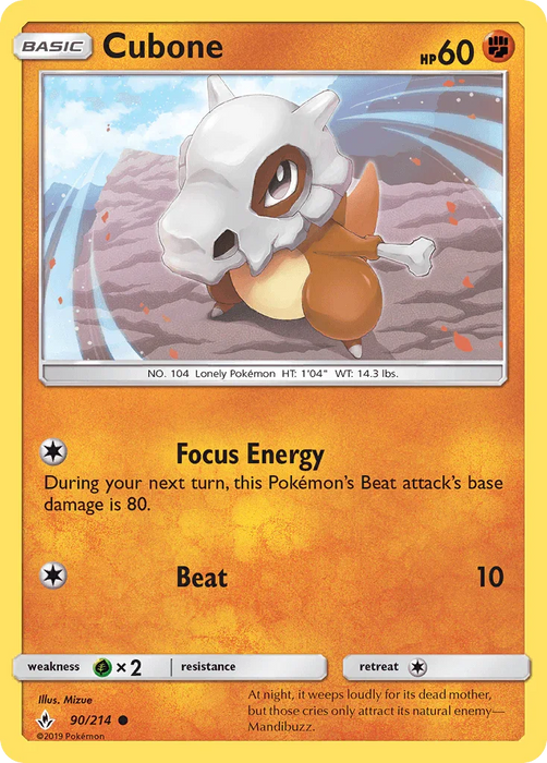 Cubone (90/214) [Sun & Moon: Unbroken Bonds] - for just $0.15! 