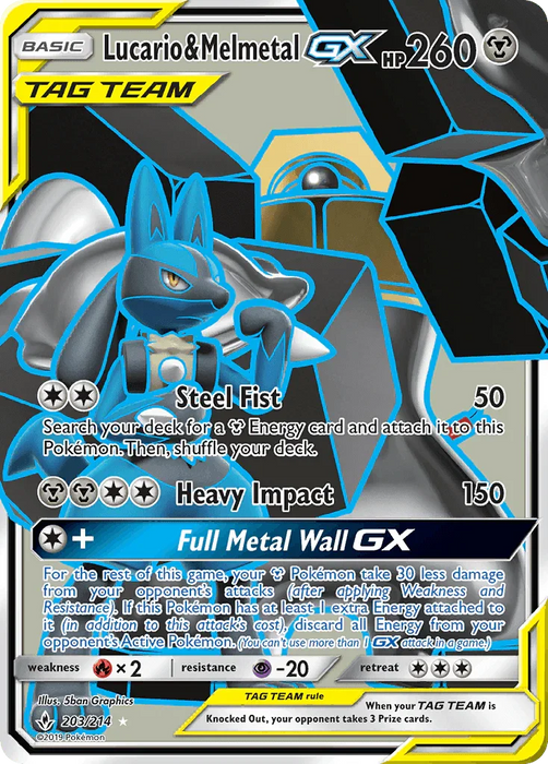Lucario & Melmetal GX (203/214) [Sun & Moon: Unbroken Bonds] - for just $16.85! 