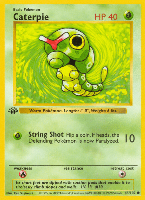 Caterpie (45/102) (Shadowless) [Base Set 1st Edition] - for just $11.85! 