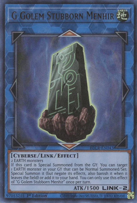 G Golem Stubborn Menhir [BLCR-EN043] Ultra Rare - for just $0.10! 