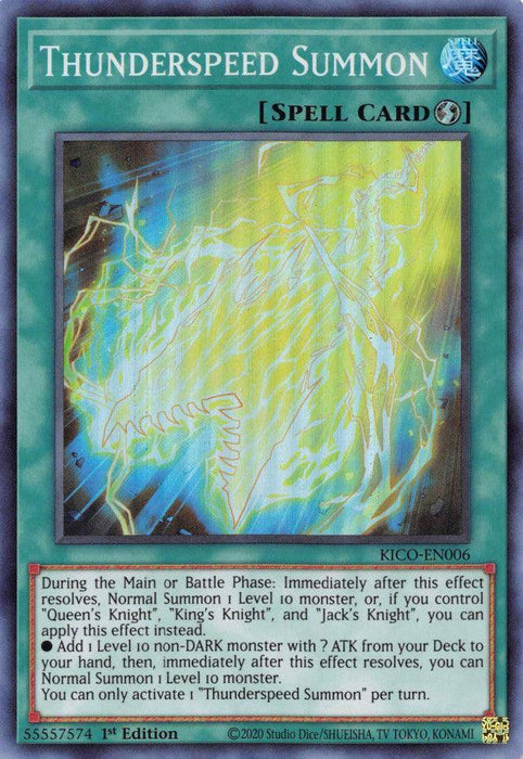 Thunderspeed Summon (Super Rare) [KICO-EN006] Super Rare - for just $0.15! 
