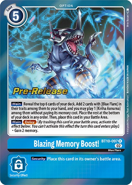 Blazing Memory Boost! [BT10-097] [Xros Encounter Pre-Release Cards] - Just $0.70! Shop now at Retro Gaming of Denver