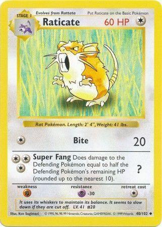 Raticate (40/102) [Base Set Shadowless Unlimited] - for just $3.05! 