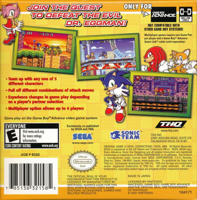 Sonic Advance 3 – Game Boy Advance (GBA) - for just $25.99! 