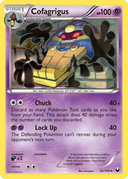 Cofagrigus (52/108) (Cracked Ice Holo) (Theme Deck Exclusive) [Black & White: Dark Explorers] - for just $1.85! 