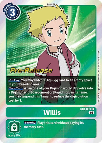 Willis [BT8-091] [New Awakening Pre-Release Cards] - Just $0.10! Shop now at Retro Gaming of Denver