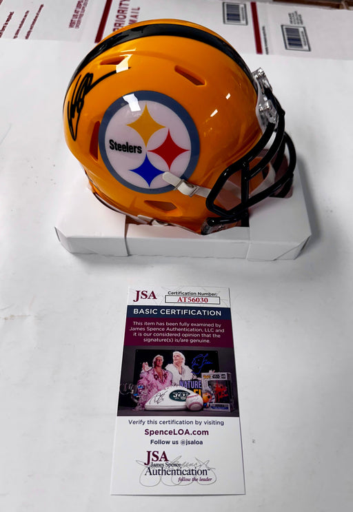 Van Jefferson WR Signed Pittsburgh Steelers Yellow Speed Mini Helmet With JSA COA - for just $120! 