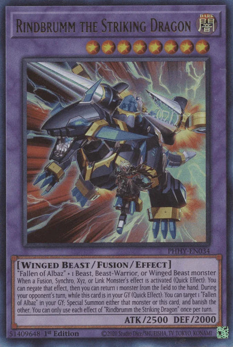 Rindbrumm the Striking Dragon [PHHY-EN034] Ultra Rare - for just $0.20! 