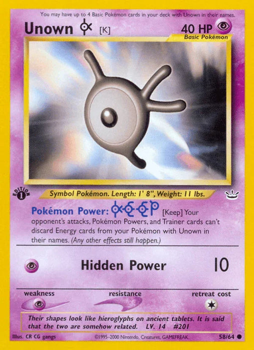 Unown [K] (58/64) [Neo Revelation 1st Edition] - for just $0.45! 