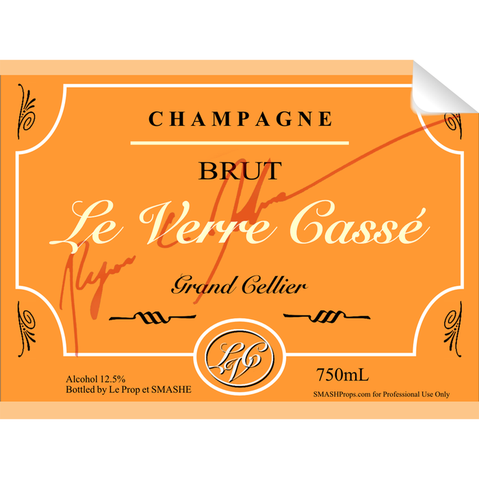 La Verre Champagne Bottle Single Self Adhesive Label - License and Royalty Free for Film Use - for just $3! 