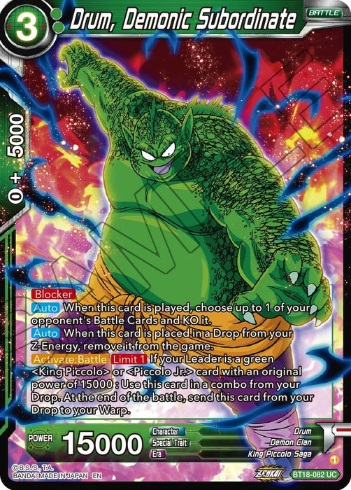 Drum, Demonic Subordinate (BT18-082) [Dawn of the Z-Legends] - for just $0.10! 
