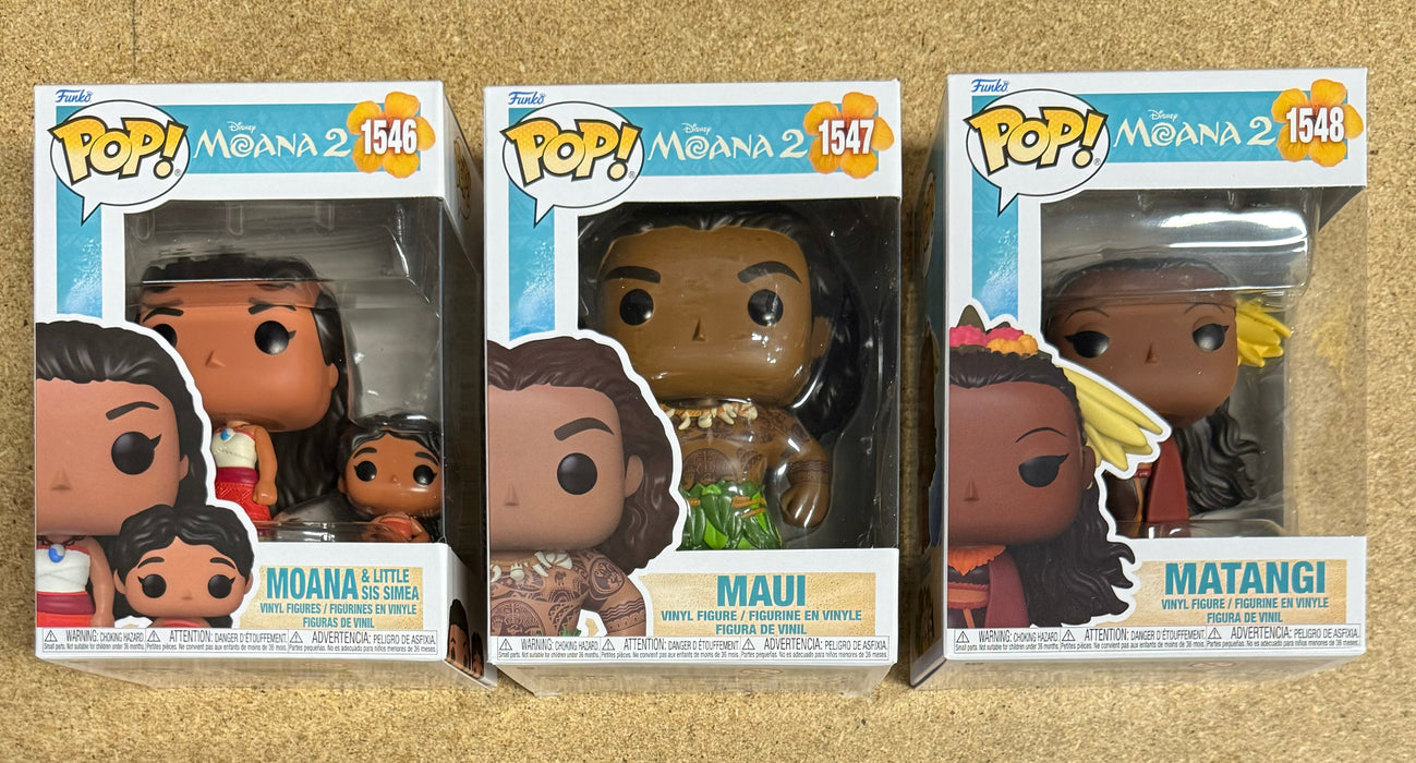 Funko Pop! Disney Moana & Little Sis Simea, Maui & Matangi “Moana 2” Set Of 3 - for just $40! 
