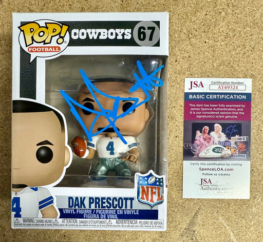 Dak Prescott Signed NFL Dallas Cowboys QB Funko Pop! #67 With JSA COA - for just $200! 