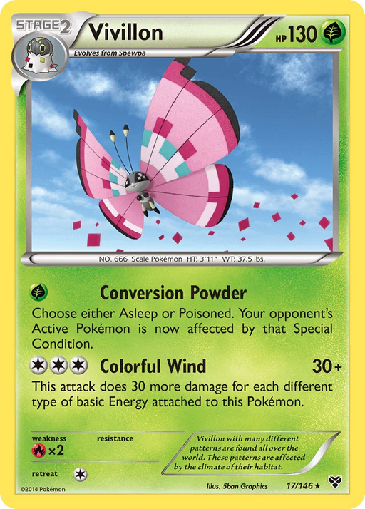 Vivillon (17/146) (Meadow Form/Pink Wings) [XY: Base Set] - for just $0.75! 