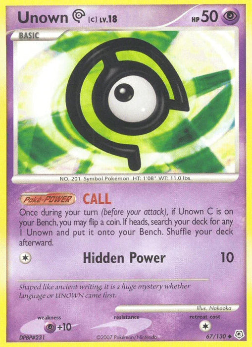 Unown C (67/130) [Diamond & Pearl: Base Set] - for just $0.70! 