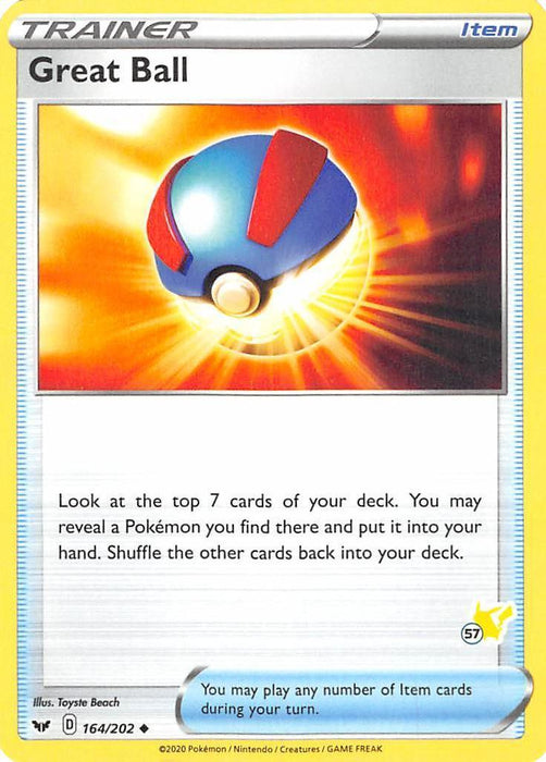 Great Ball (164/202) (Pikachu Stamp #57) [Battle Academy 2022] - for just $0.10! 