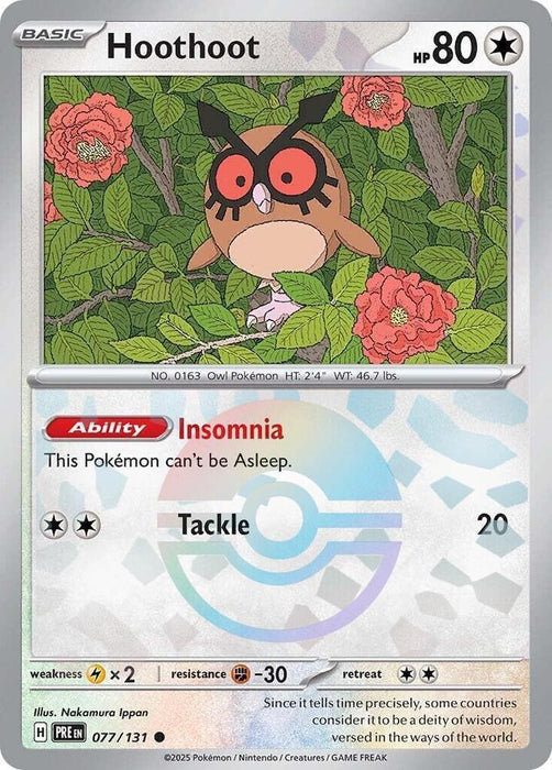 Hoothoot (077/131) (Poke Ball Pattern) [Scarlet & Violet: Prismatic Evolutions] - for just $0.15! 