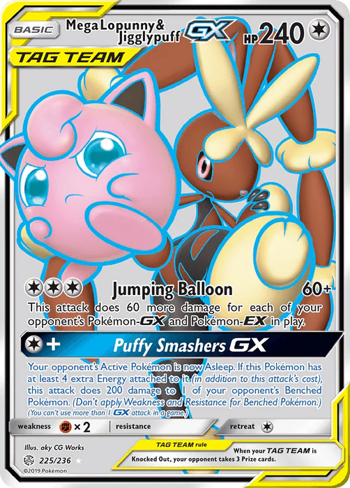 Mega Lopunny & Jigglypuff GX (225/236) [Sun & Moon: Cosmic Eclipse] - for just $19.45! 