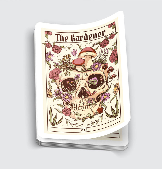 Skull Flower Gardener Tarot Card Sticker - 3" - for just $3.50! 