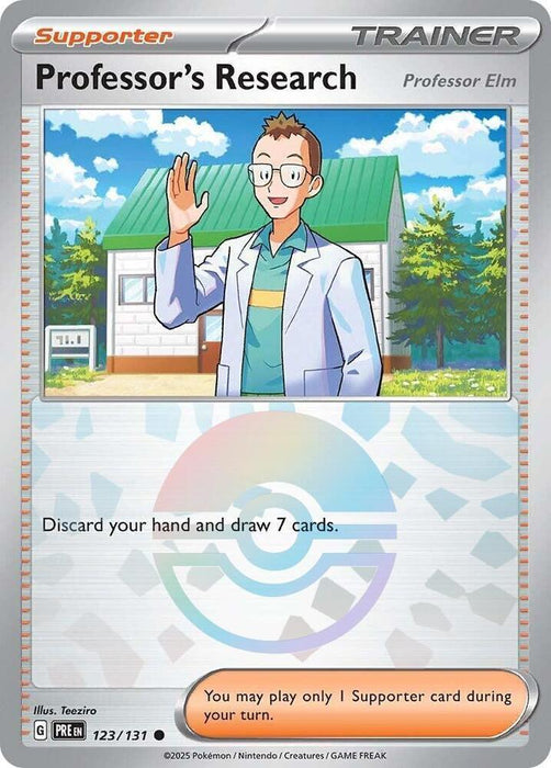 Professor's Research (123/131) [Professor Elm] (Poke Ball Pattern) [Scarlet & Violet: Prismatic Evolutions] - for just $0.15! 