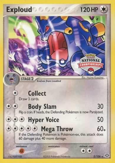 Exploud (3/106) (National Championship Promo) [EX: Emerald] - for just $36.80! 