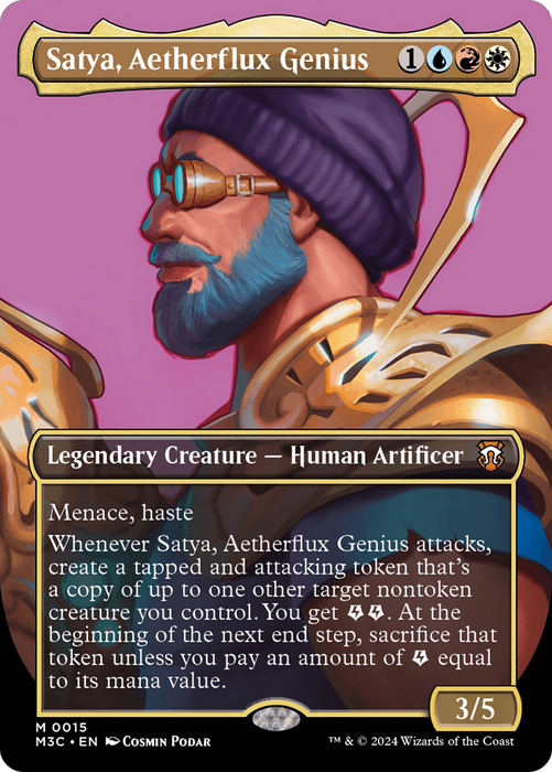 Satya, Aetherflux Genius (M3C-015) - Modern Horizons 3 Commander (Borderless) - for just $0.09! 