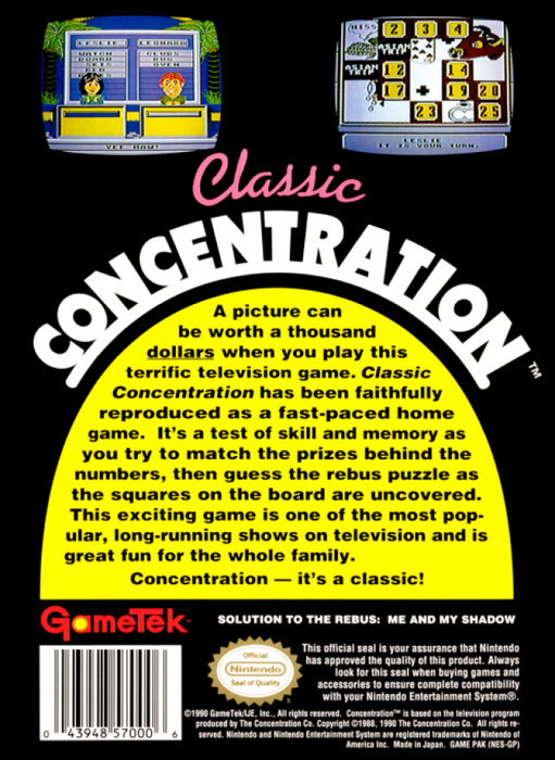 Classic Concentration – Nintendo Entertainment System (NES) - for just $12.99! 