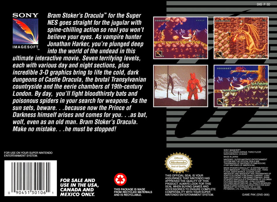 Bram Stoker's Dracula – Super Nintendo Entertainment System (SNES) - for just $13.99! 