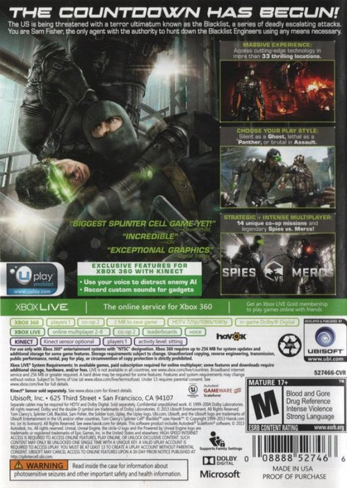 Tom Clancy's Splinter Cell: Blacklist – Xbox 360 (X360) - for just $13.99! 