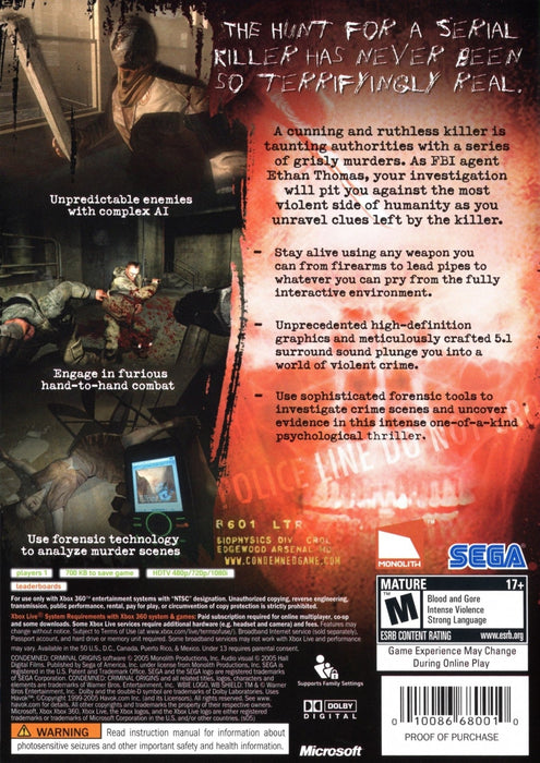 Condemned: Criminal Origins – Xbox 360 (X360) - for just $24.99! 
