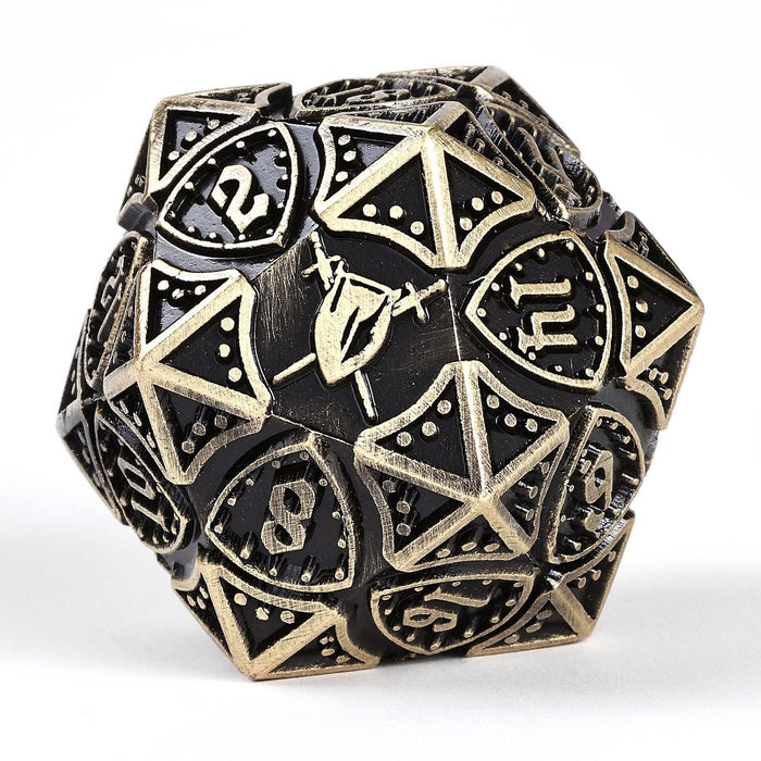 Solid Metal Fighter Class RPG Dice Set - Ancient Bronze - for just $39.99! 