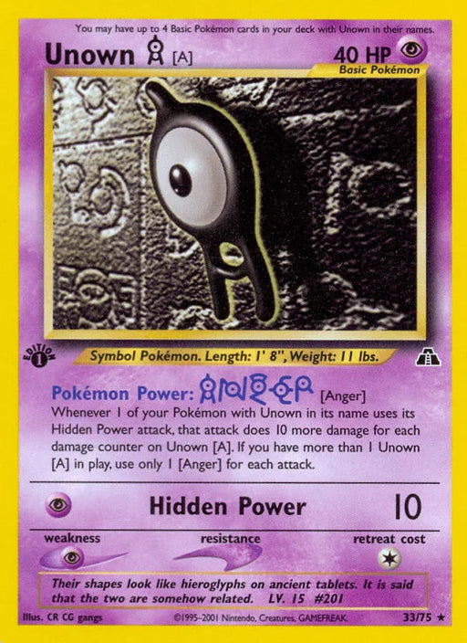 Unown [A] (33/75) [Neo Discovery 1st Edition] - for just $7.55! 