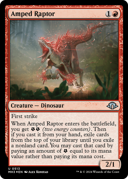 Amped Raptor (Ripple Foil) (MH3-513) - Modern Horizons 3 Foil - for just $0.60! 