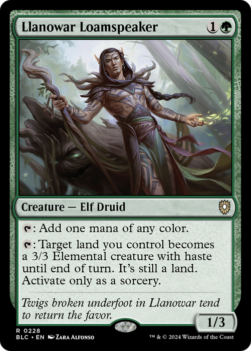 Llanowar Loamspeaker (BLC-228) - Bloomburrow Commander - for just $0.10! 