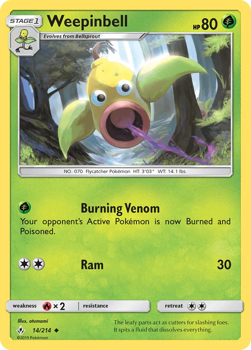 Weepinbell (14/214) [Sun & Moon: Unbroken Bonds] - for just $0.10! 