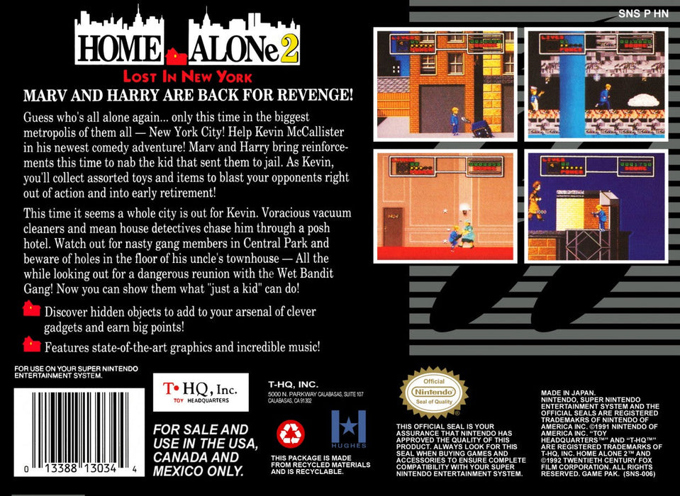 Home Alone 2 Lost In New York – Super Nintendo Entertainment System (SNES) - for just $8.99! 