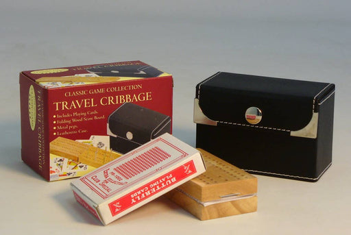 2-Player Travel Folding Wood Cribbage Set-Snap Case and card - for just $26.99! 