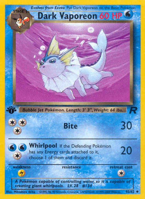 Dark Vaporeon (45/82) [Team Rocket 1st Edition] - for just $3.90! 
