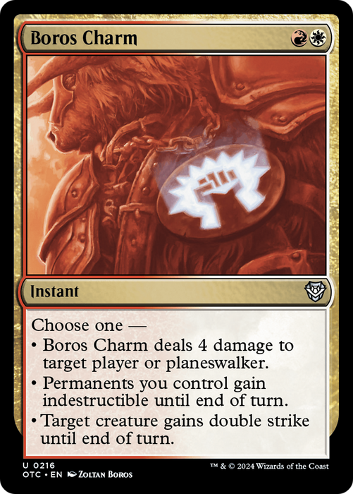 Boros Charm (OTC-216) - Outlaws of Thunder Junction Commander - for just $1.55! 
