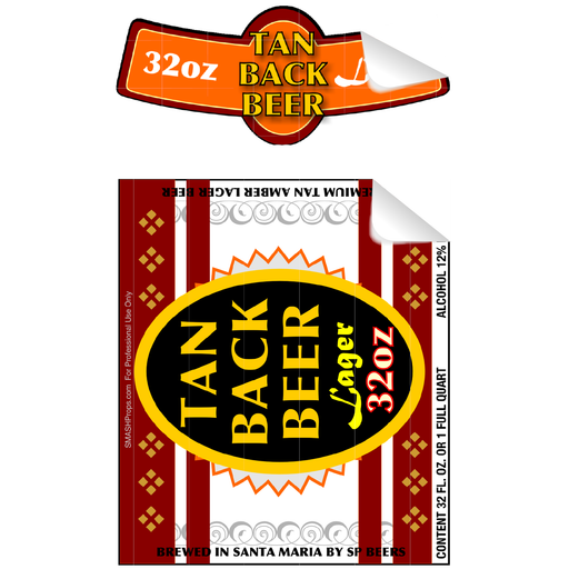 Tan Back Beer Single Self Adhesive Label - License and Royalty Free for Film Use - for just $3! 