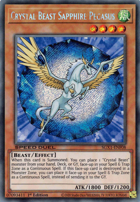 Crystal Beast Sapphire Pegasus [SGX1-ENF08] Secret Rare - for just $0.20! 