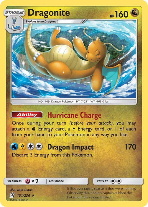 Dragonite (151/236) (Cracked Ice Holo) (Theme Deck Exclusives) [Sun & Moon: Unified Minds] - for just $10! 