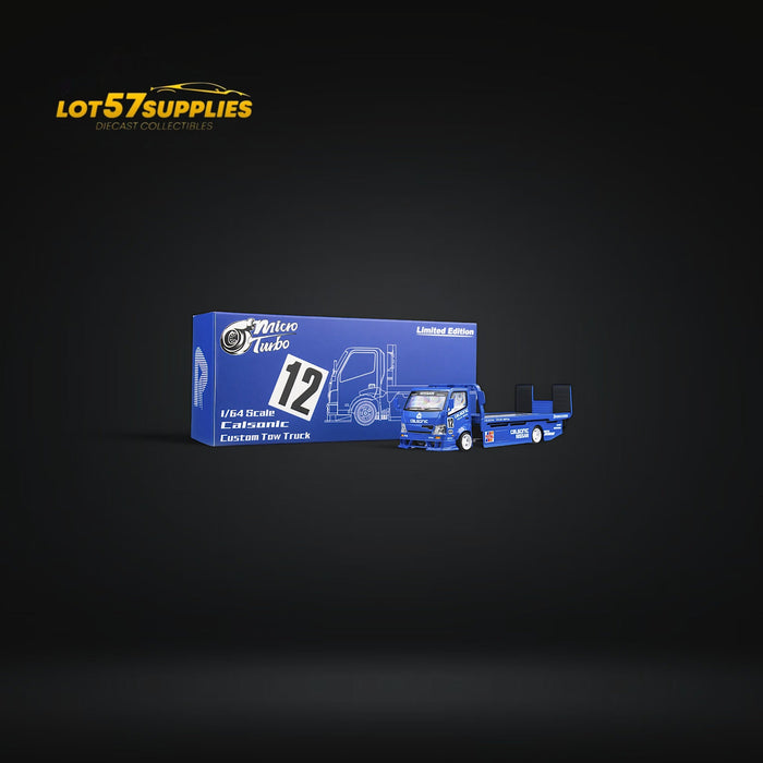 MicroTurbo HINO 300 Custom Truck Flatbed  Blue Calsonic Livery 1:64 - for just $49.99! 