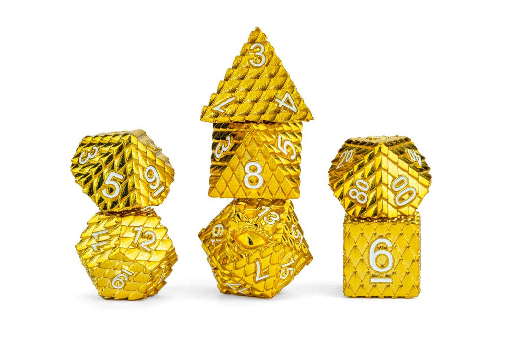 D&D Dragon Scale Metal Dice Set — Gold - for just $49.99! 
