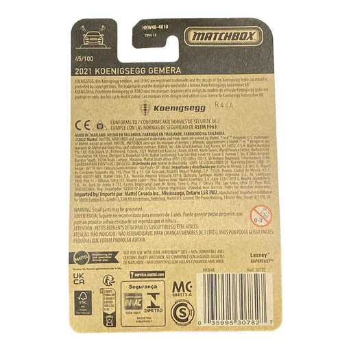 Matchbox 2021 Koenigsegg Gemera - Matchbox 70 Years Series 45/100 - for just $1.79! 