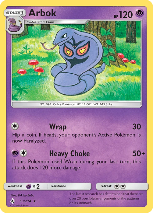Arbok (63/214) [Sun & Moon: Unbroken Bonds] - for just $0.15! 