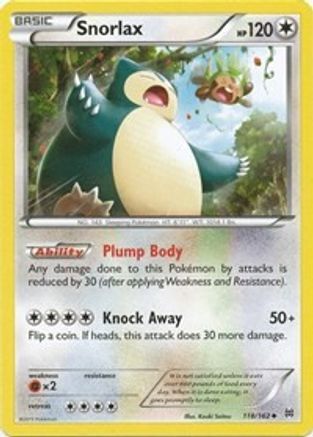 Snorlax 118/162 - XY  BREAKthrough Reverse Holofoil - for just $0.91! 